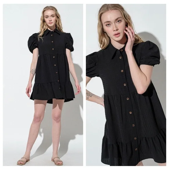 37 Chic Basic Collared Button Down Dress - Picture 3 of 5